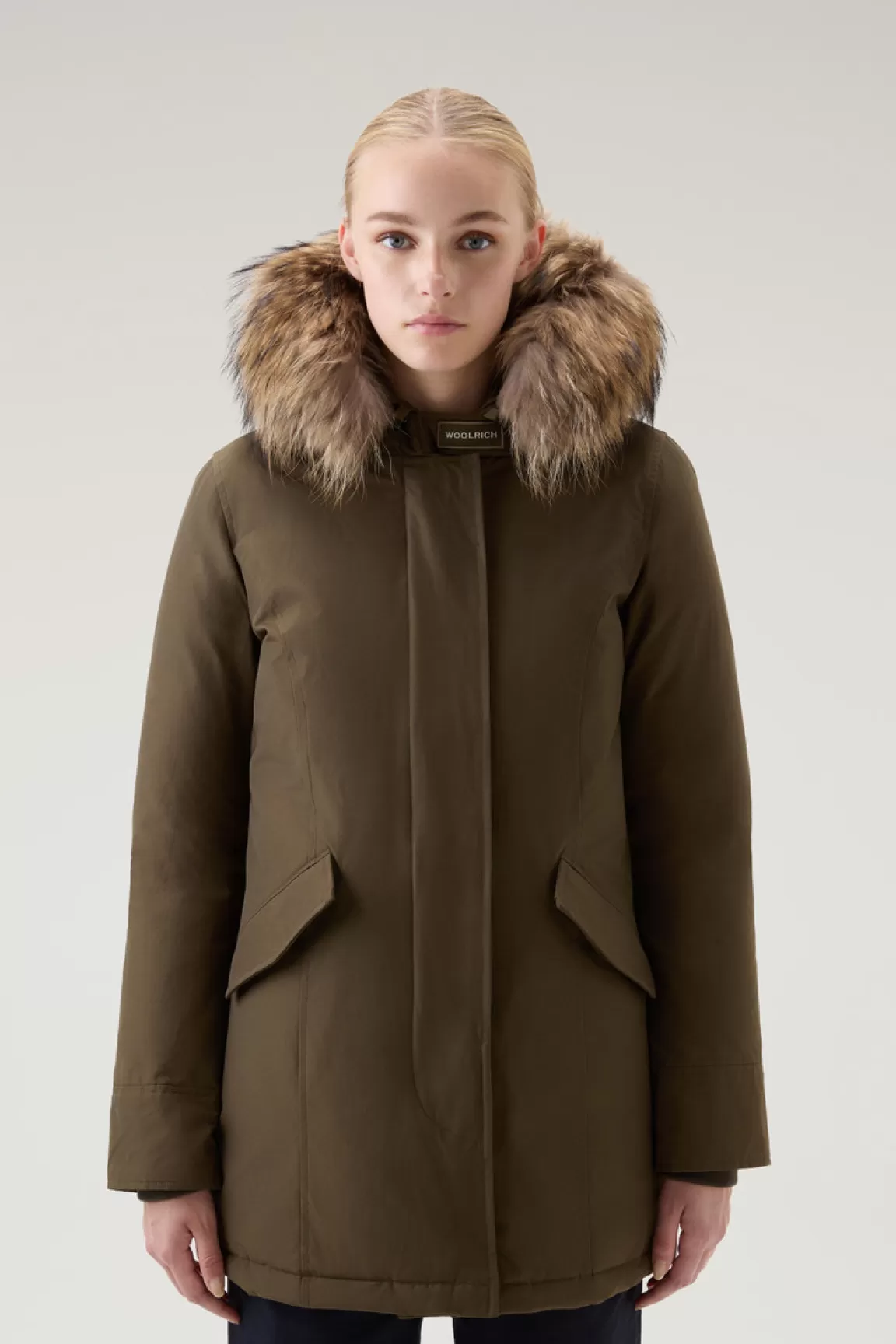 Donna Woolrich Parka>Arctic Parka In Ramar Cloth Con Pelliccia Removibile