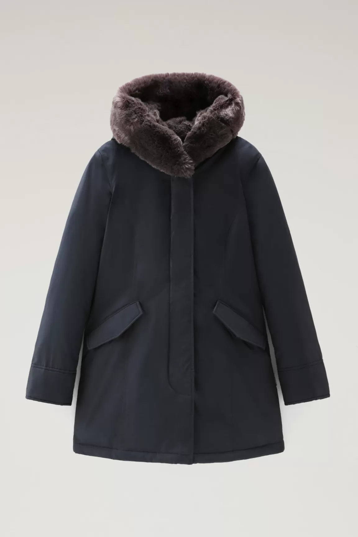 Donna Woolrich Parka>Beaker Parka In Ramar Cloth Con Pelliccia Sintetica