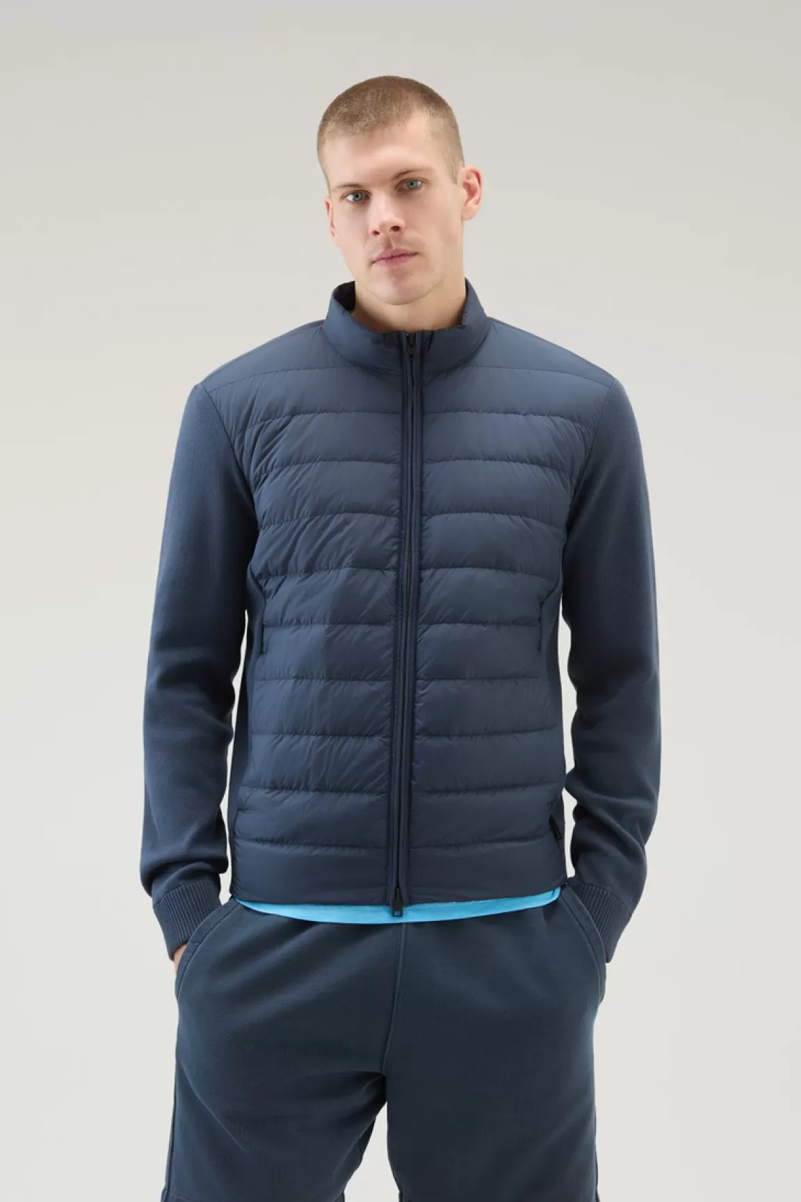 Uomo Woolrich Bomber>Bomber Sundance Ibrido In Microfibra E Maglia Di Cotone