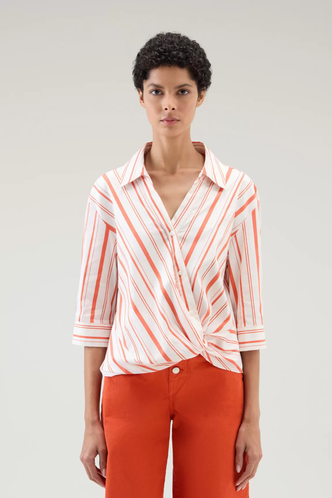 Donna Woolrich Camicie e giacche a camicia>Camicia In Popeline Di Misto Cotone A Righe