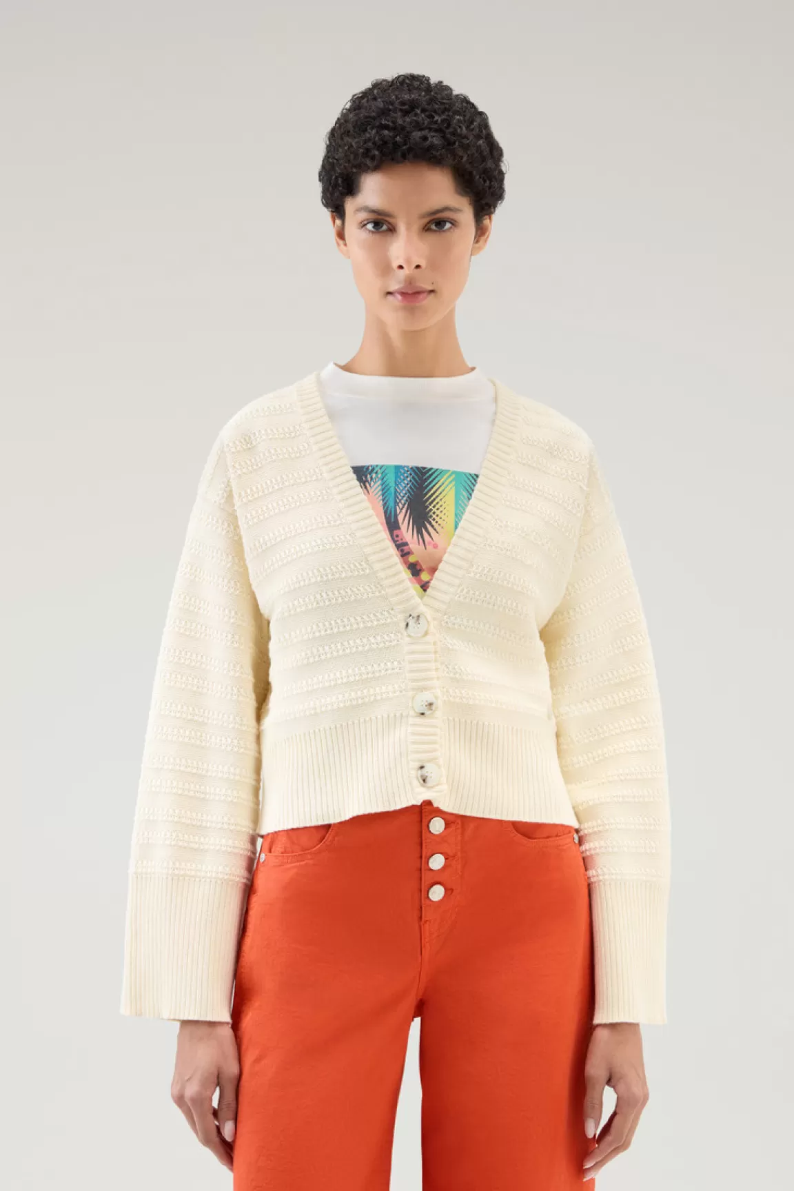 Donna Woolrich Maglieria>Cardigan In Puro Cotone Con Bottoni