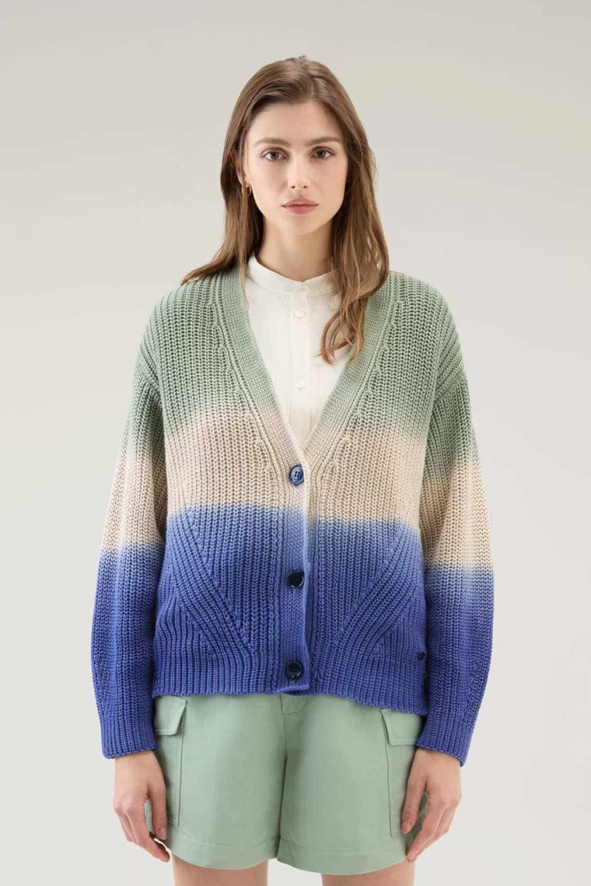 Donna Woolrich Maglieria>Cardigan Tinto In Capo In Puro Cotone