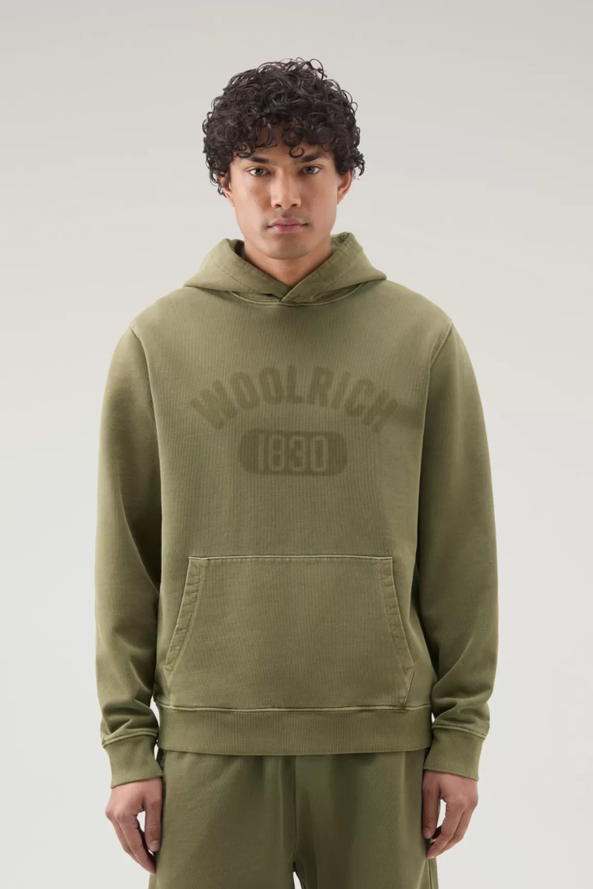 Uomo Woolrich Felpe>Felpa 1830 Tinta In Capo In Puro Cotone Con Cappucccio