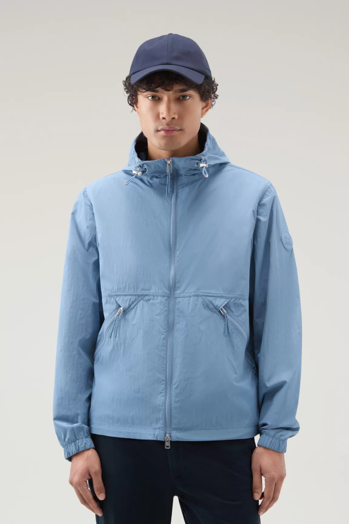 Uomo Woolrich Giacche>Giacca A Vento In Nylon Crinkle Con Cappuccio