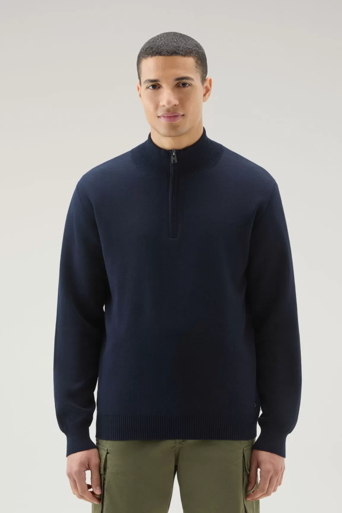 Uomo Woolrich Maglieria>Maglia A Collo Alto Con Mezza Zip