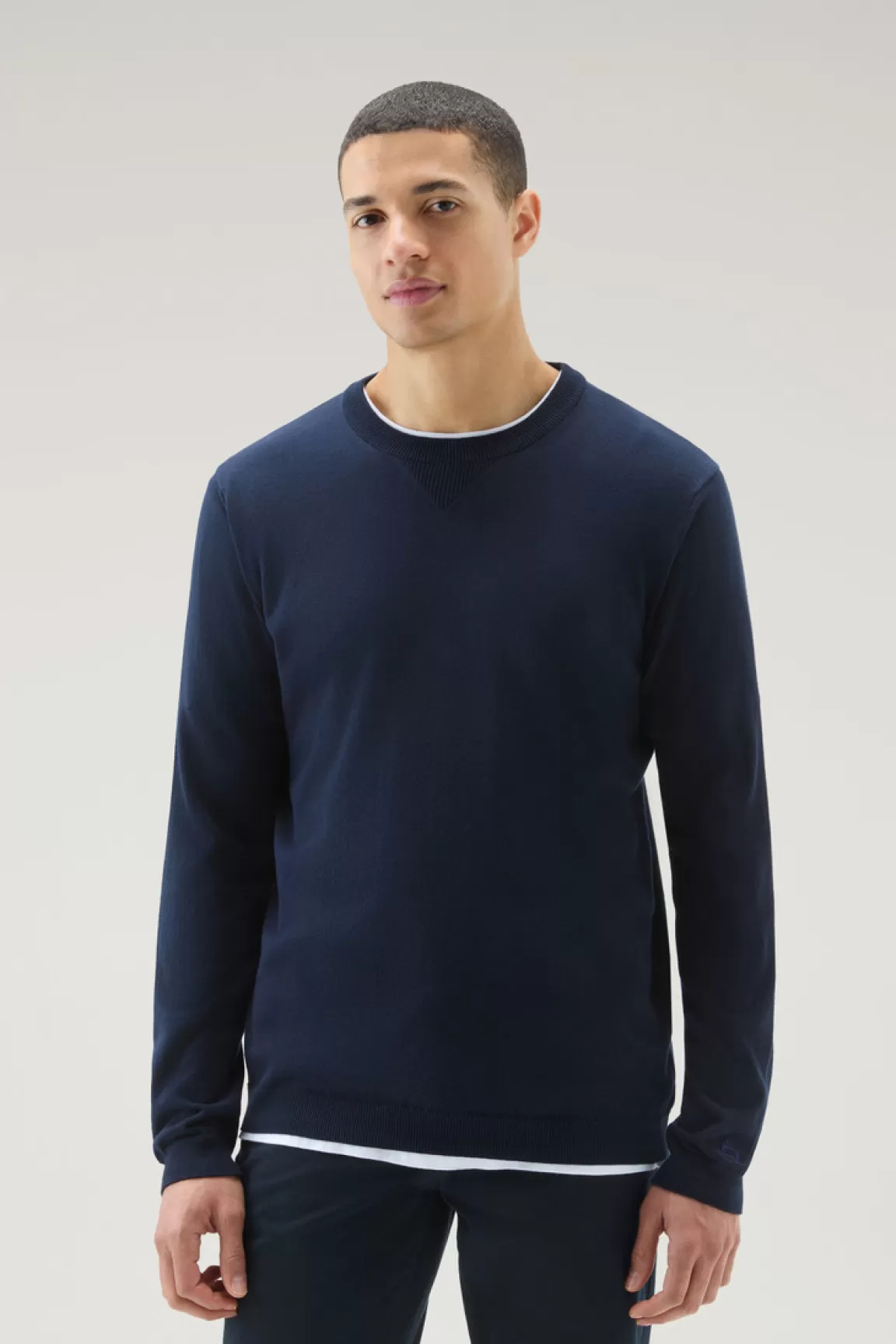 Uomo Woolrich Maglieria>Maglia Girocollo In Puro Cotone