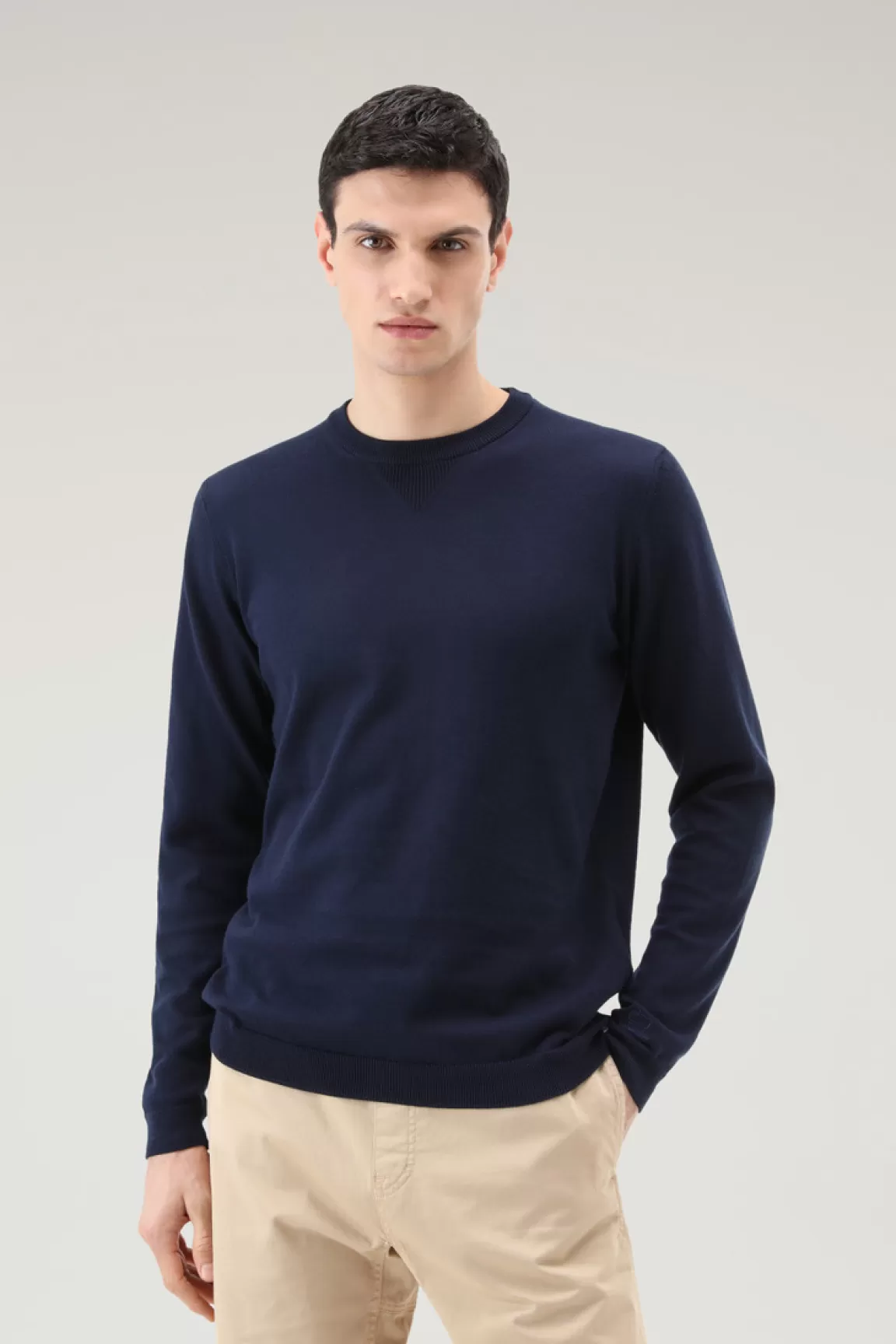 Uomo Woolrich Maglieria>Maglia Girocollo In Puro Cotone