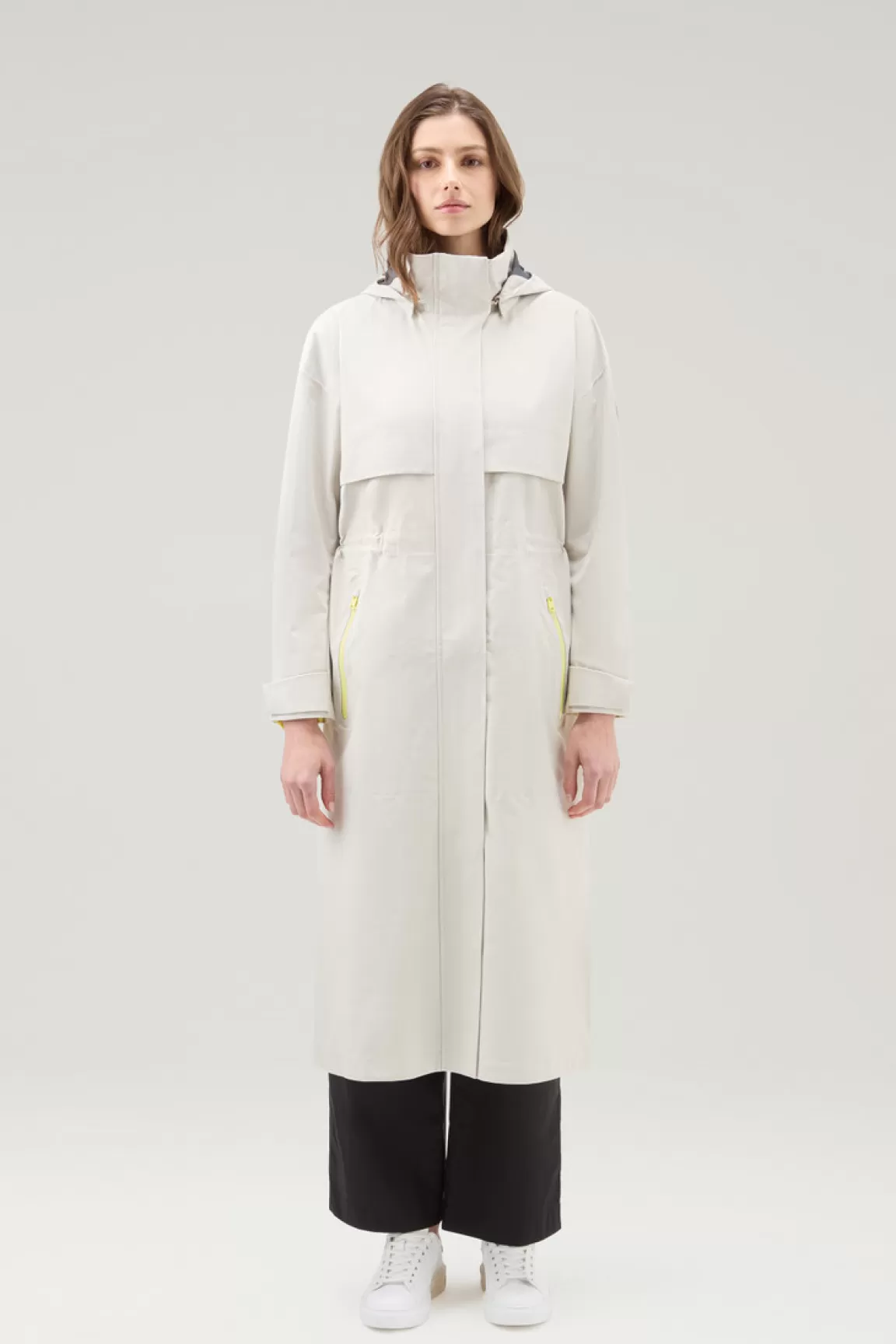 Donna Woolrich Impermeabili | Parka>Parka Impermeabile In Tessuto Light Stretch Con Cappuccio Staccabile