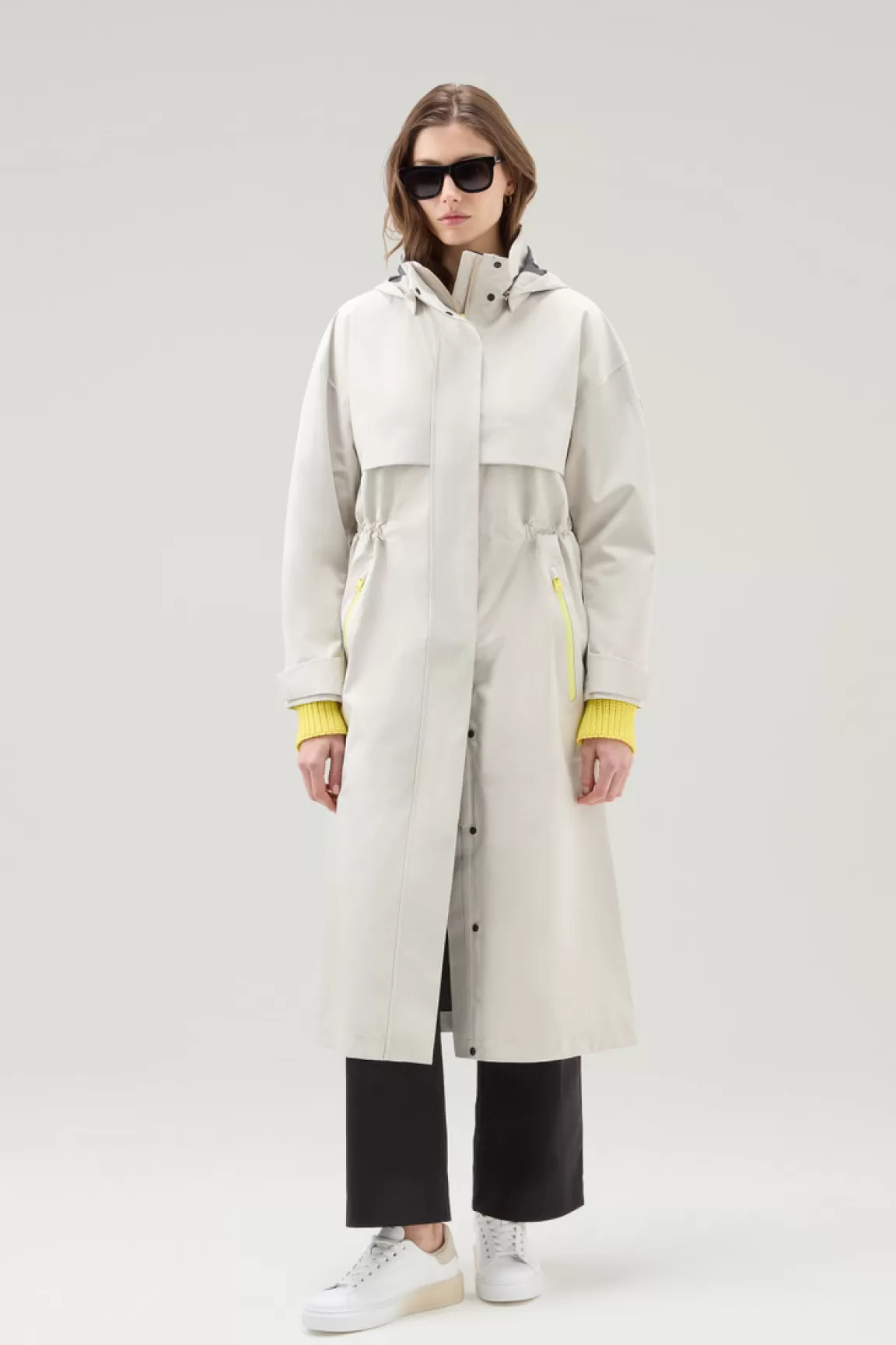 Donna Woolrich Impermeabili | Parka>Parka Impermeabile In Tessuto Light Stretch Con Cappuccio Staccabile