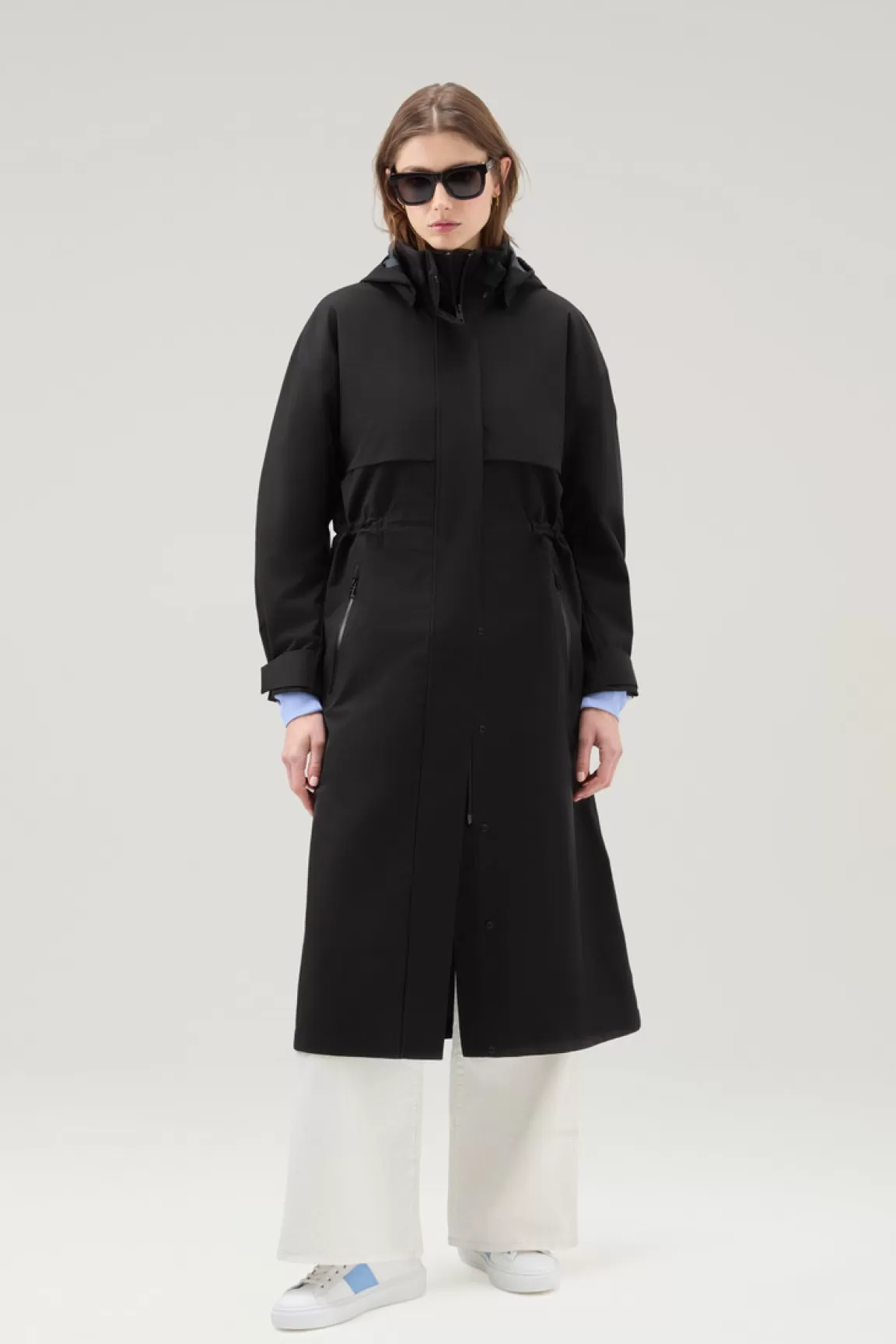 Donna Woolrich Impermeabili | Parka>Parka Impermeabile In Tessuto Light Stretch Con Cappuccio Staccabile