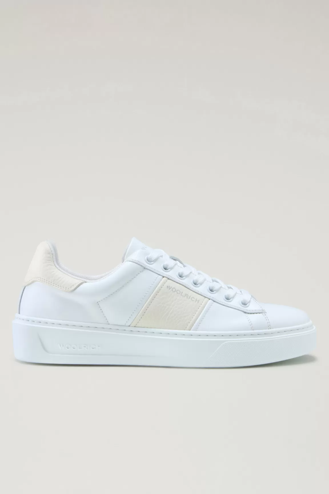 Donna Woolrich Sneakers>Sneakers Classic Court In Pelle Con Banda A Contrasto