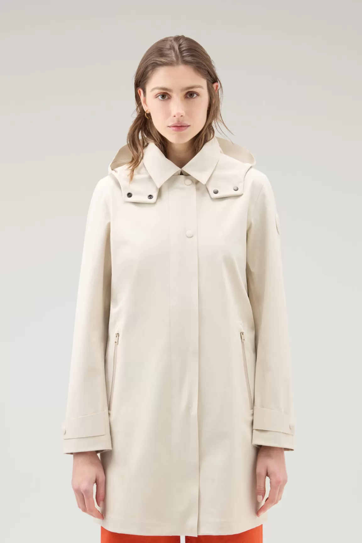 Donna Woolrich Cappotti | Impermeabili>Trench In Nylon High Tech Con Cappuccio Staccabile