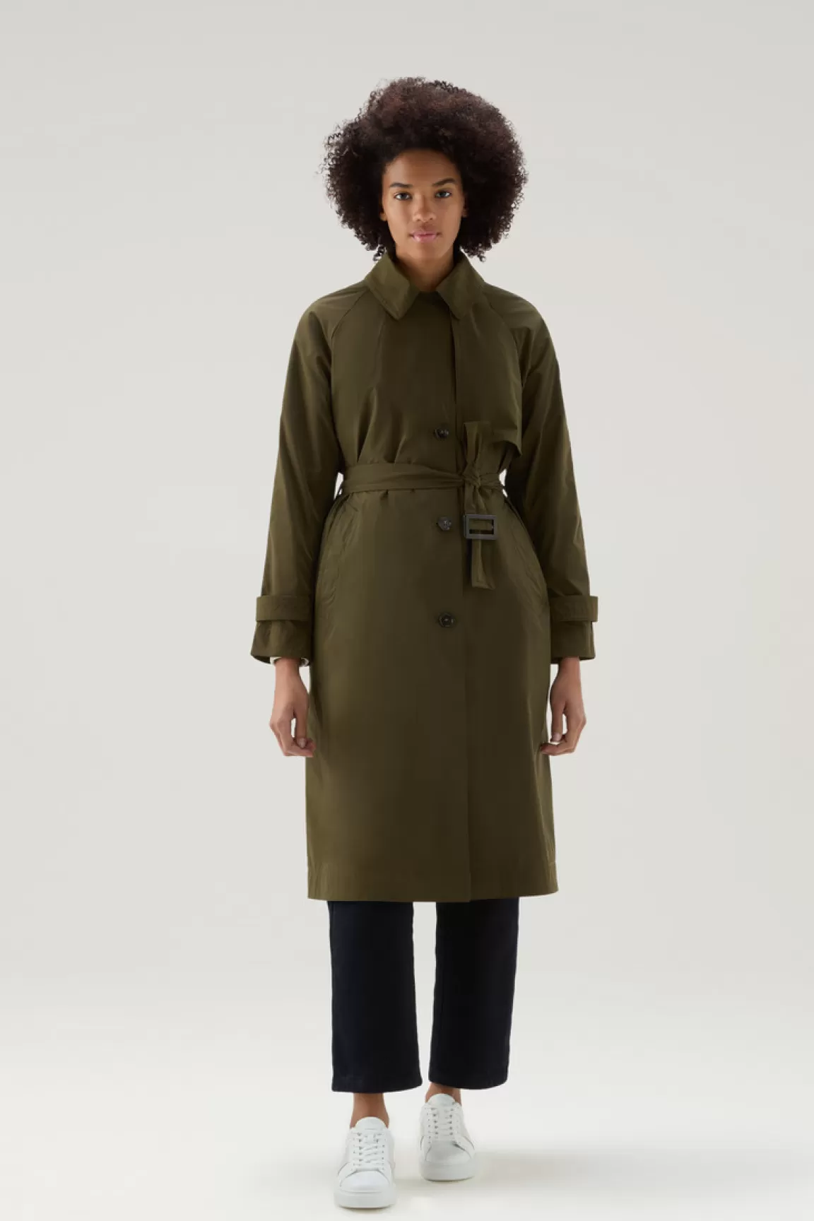 Donna Woolrich Cappotti>Trench In Tessuto Urban Touch Con Cintura