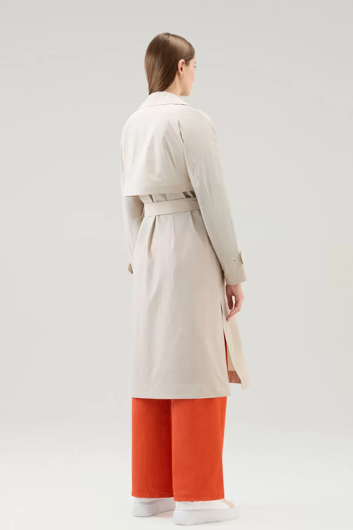 Donna Woolrich Cappotti>Trench In Tessuto Urban Touch Con Cintura