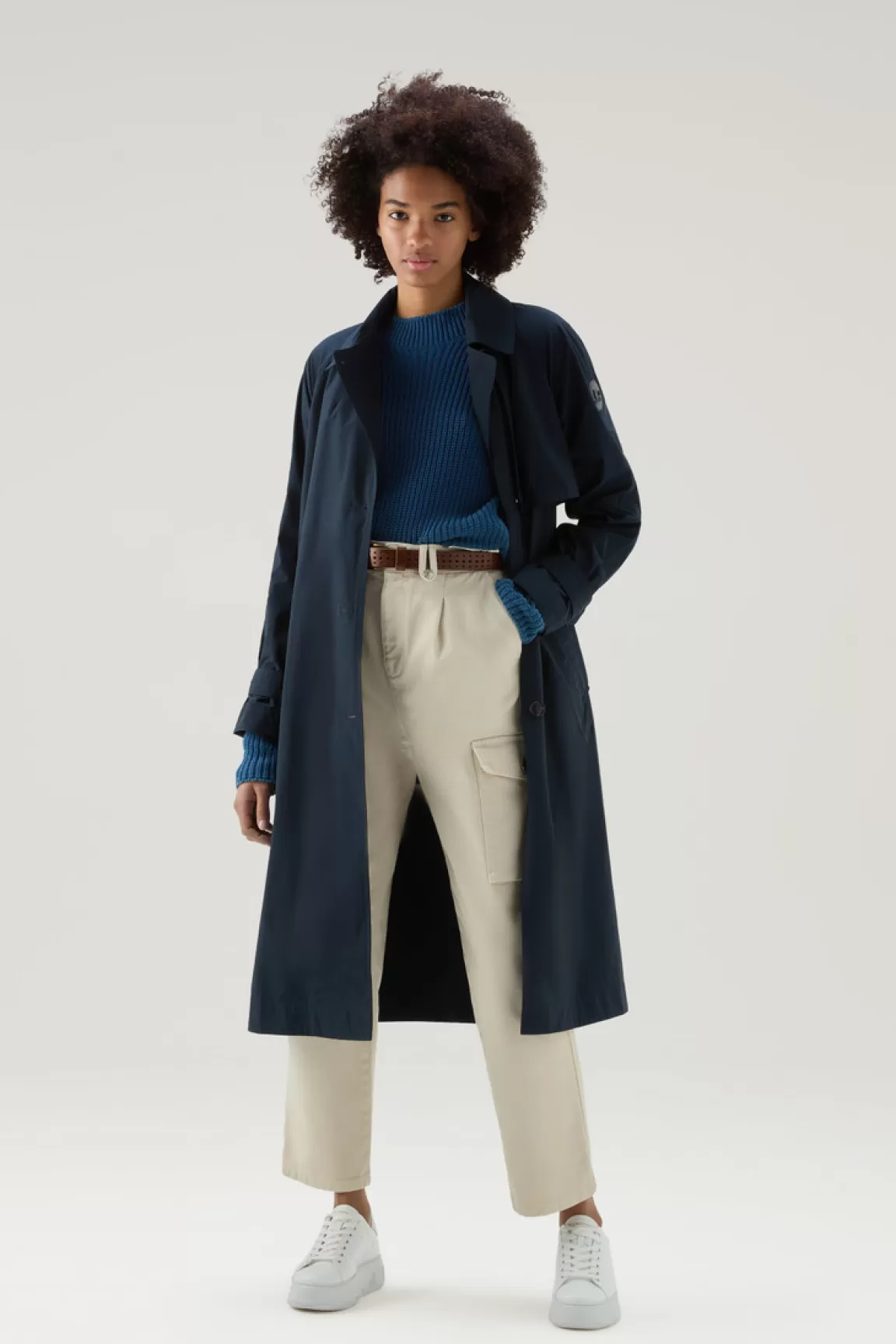 Donna Woolrich Cappotti>Trench In Tessuto Urban Touch Con Cintura