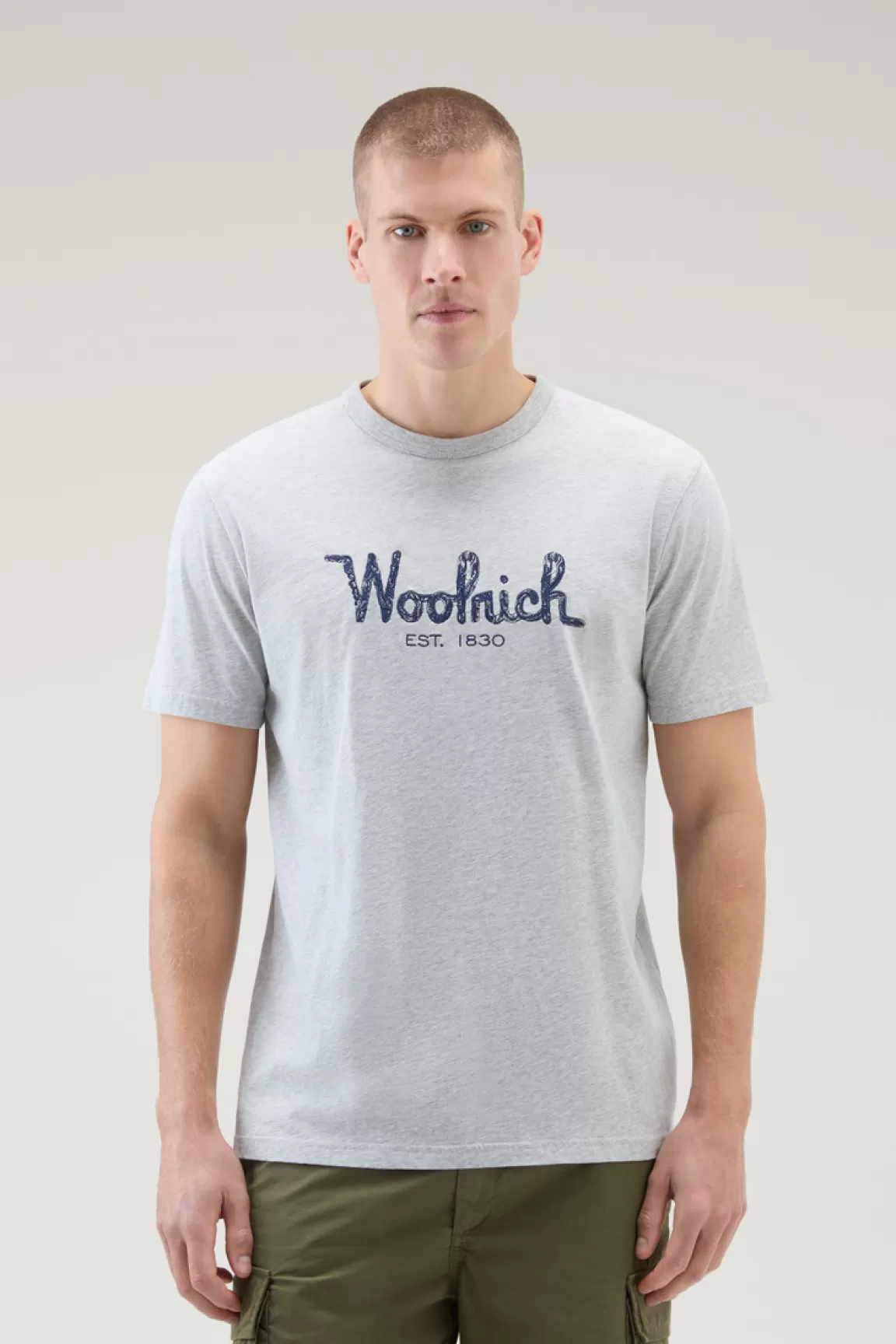 Uomo Woolrich T-shirt>T-shirt In Puro Cotone Con Ricamo