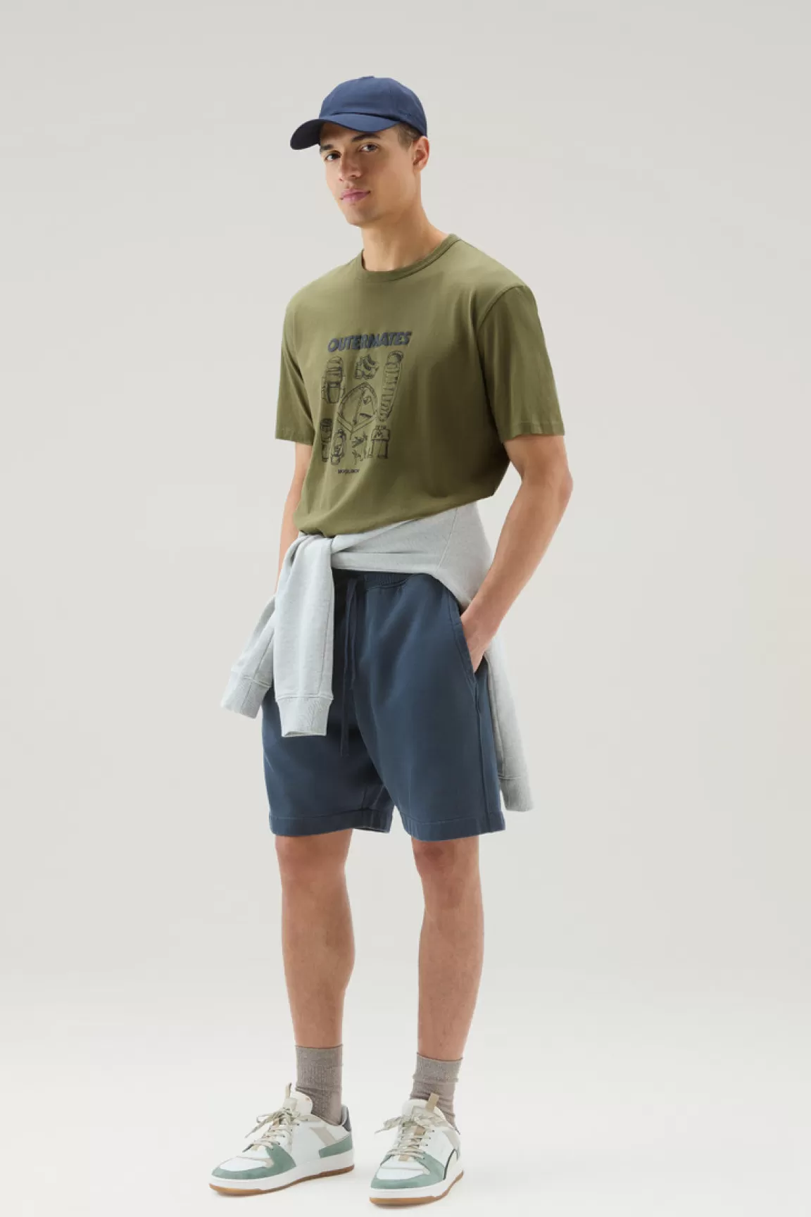 Uomo Woolrich T-shirt>T-shirt In Puro Cotone Con Stampa Outermates